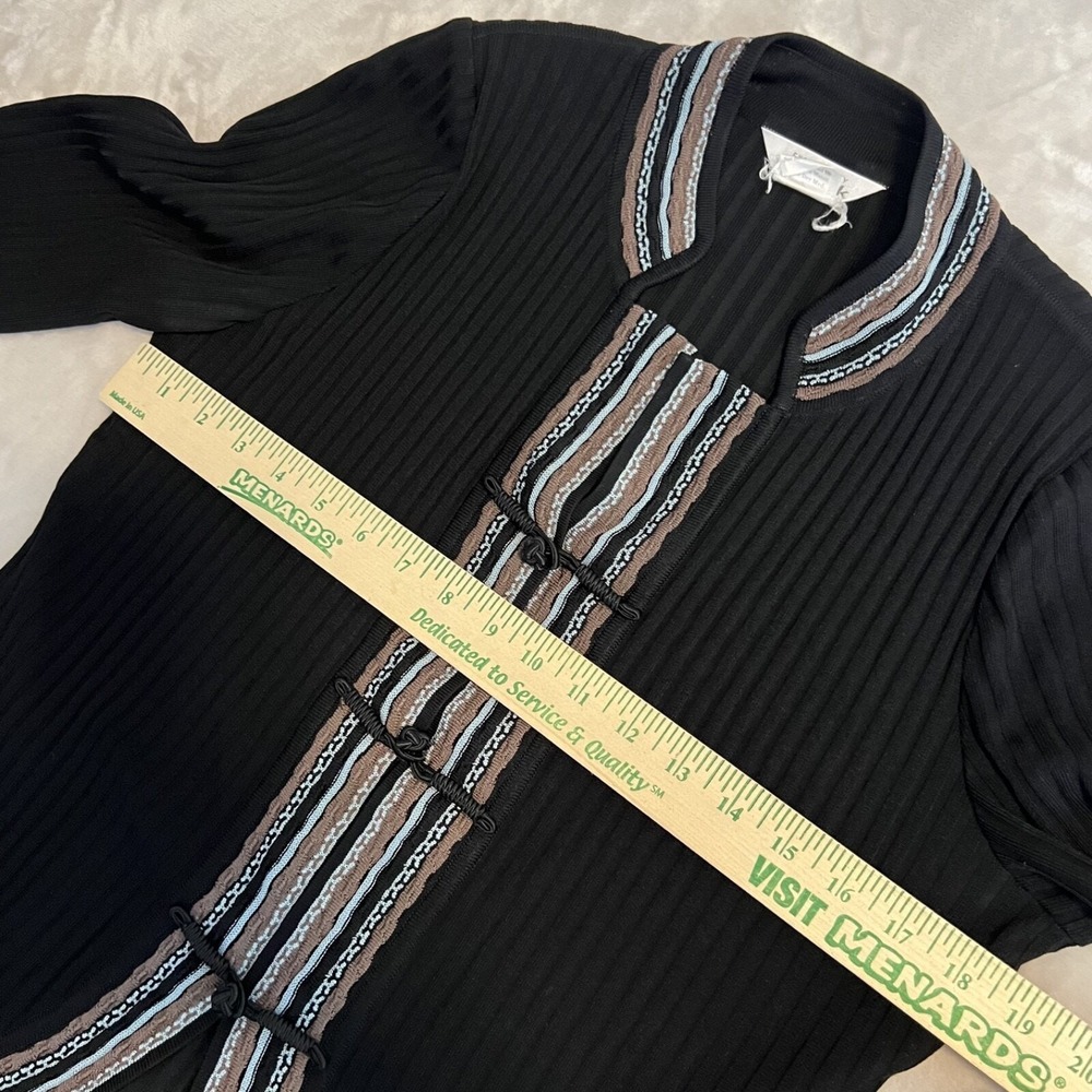 VTG Misook Sweater Womens Small Black Mandarin Collar Old Money Preppy Academia - Picture 9 of 11